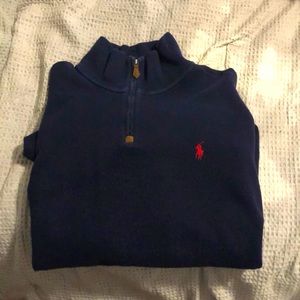 Navy blue quarter zip sweater